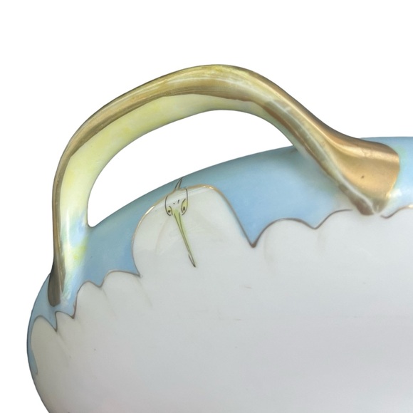 Nippon • Vintage Hand Painted Victory White Crane Egret Bird Footed Bowl Dish - Picture 5 of 16